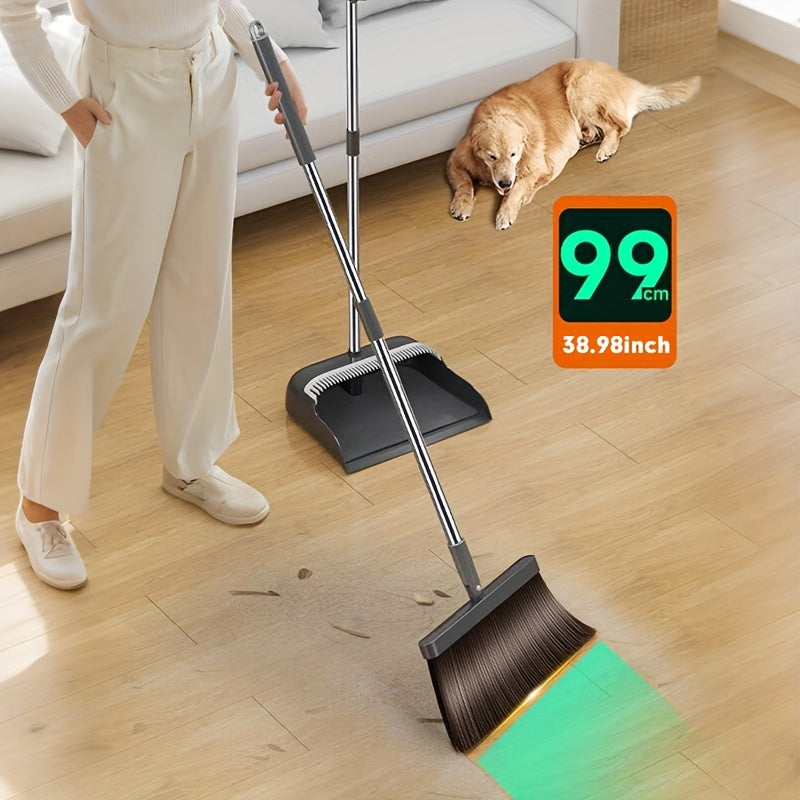 Household Broom And Dustpan Set, Durable Sweeping with Long Handle, Rotatable Broom And Dustpan with Comb Tooth, Perfect for Home, Office, Garden, Kitchen, Dorm And Outdoor Cleaning, Cleaning Supplies, Back to School Supplies