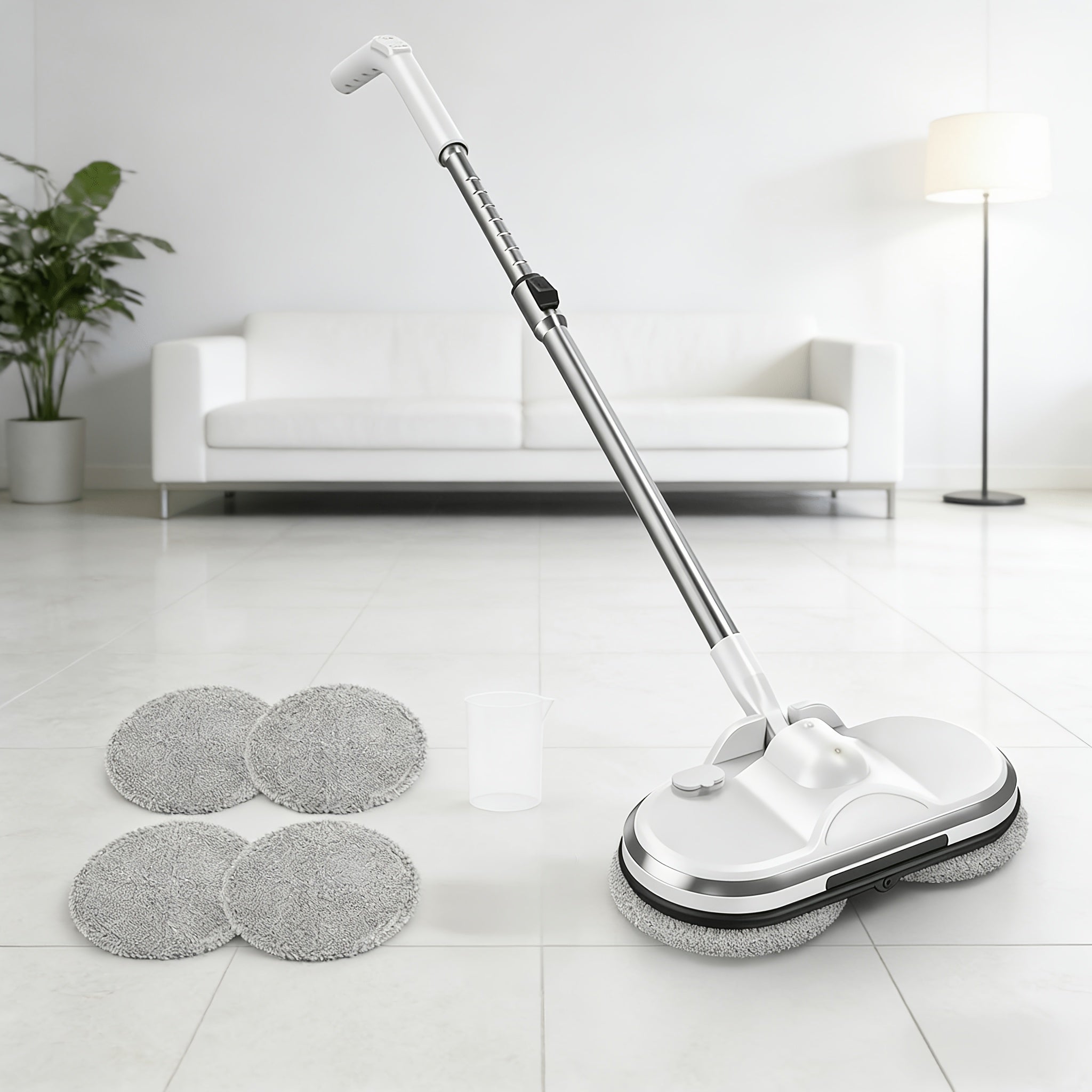 Cordless Electric Mop, Electric Spin Mop, Rotating Electric Mop With LED Front Light, 37.4in-48.4in Telescopic, 6.2oz Water Tank, 60-minute Battery Life, Powerful Rotating Mop, Automatic Spray Function, Home Cleaning Assistant, For Hardwood Floors