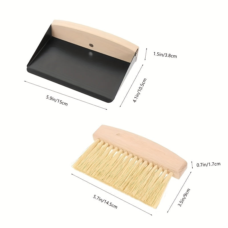 Mini Broom and Dustpan Set - Portable Handheld Sweeping Brush with Wooden Handle, Suitable for Pet Hair, Desktops, Furniture, and Travel Cleaning, Portable Desktop Cleaning Brush | Desktop Broom and Dustpan Set | Compact Broom | Creative Cleaning