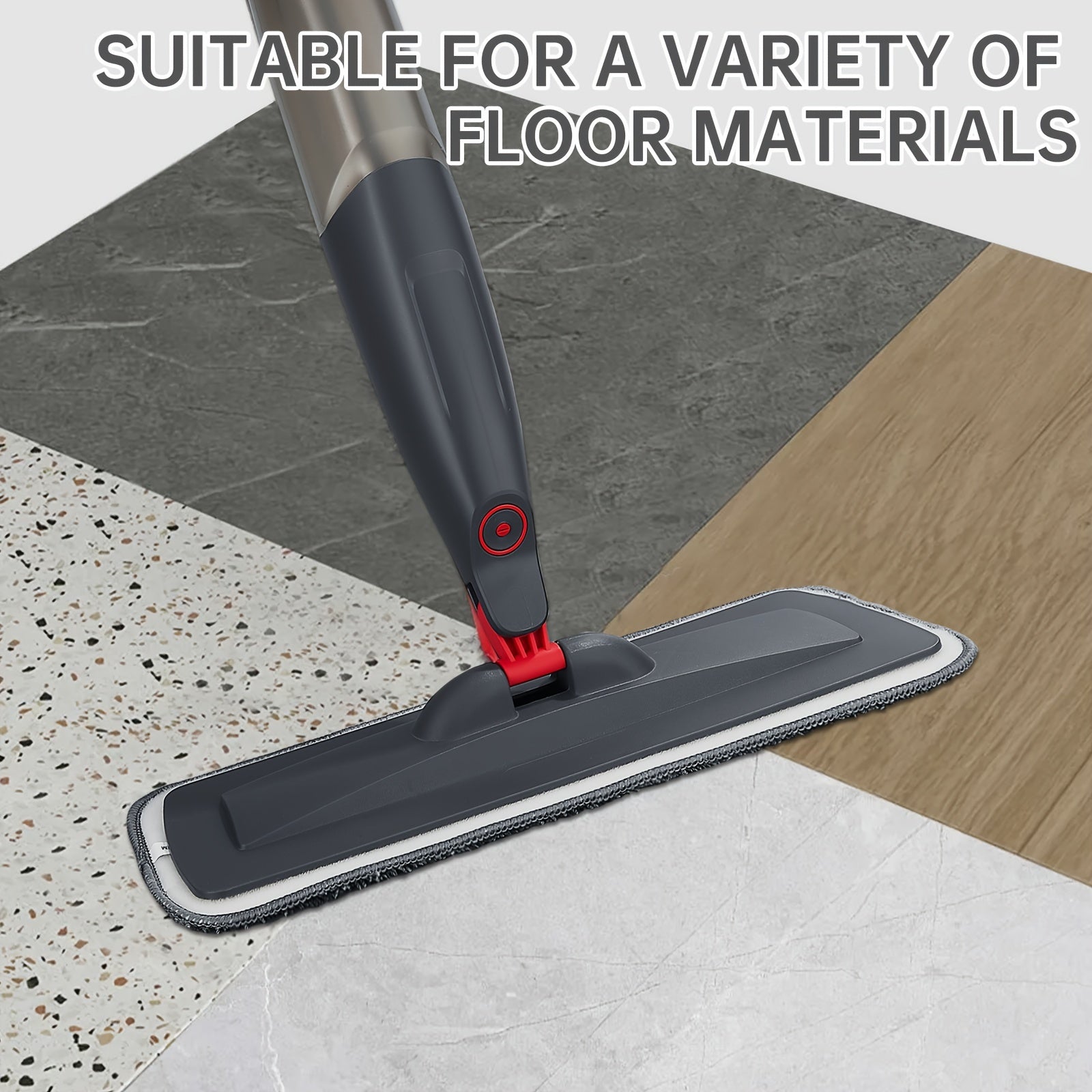 Spray Mop for Floor Cleaning with 3 Washable Pads - Multipurpose Wet Dry Microfiber Mop with 16.91oz Refillable Bottle for Kitchen, Wood, Hardwood, Laminate, Tile, Dust - Metal, for Living Room, Bedroom, Glass, Wall