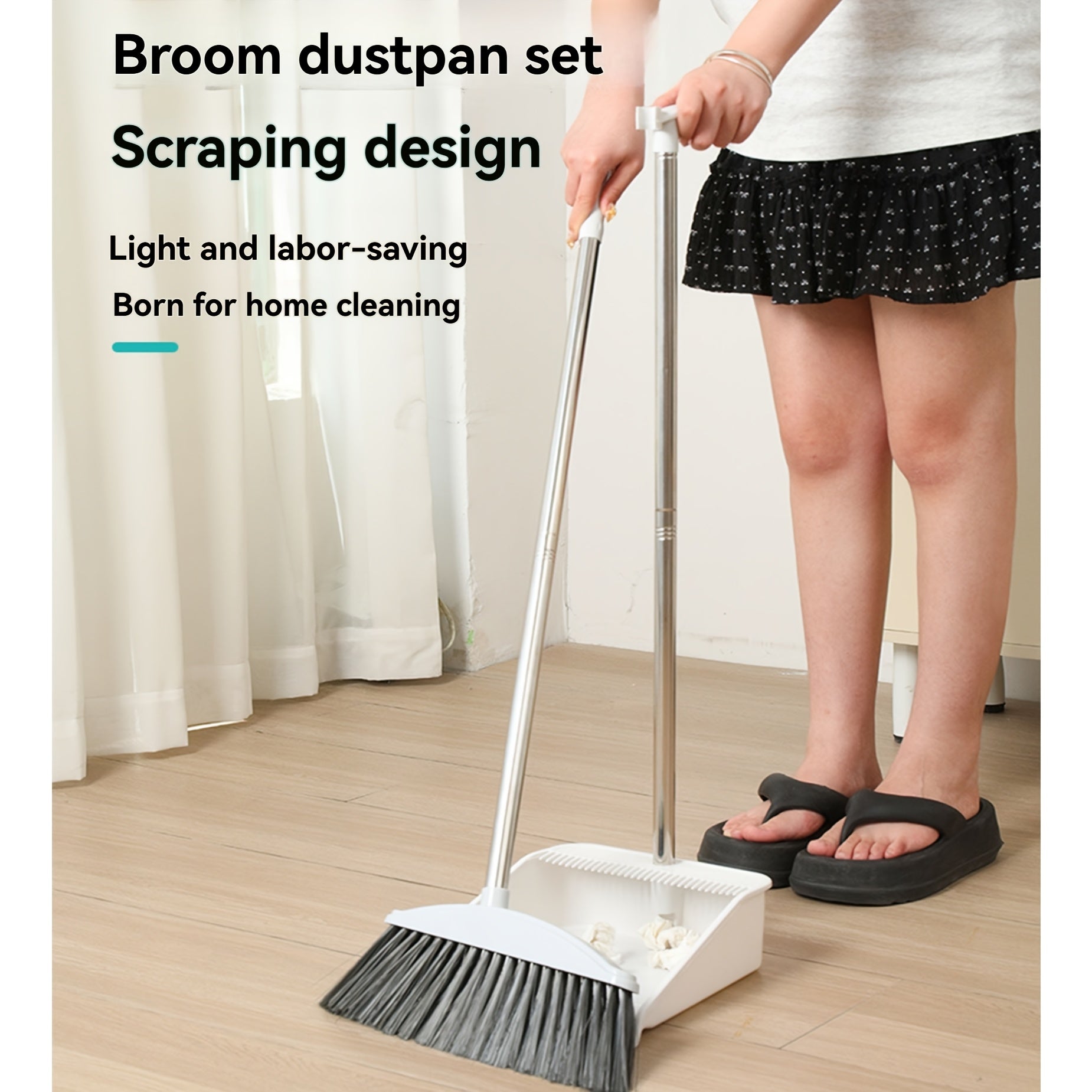 New Two-Piece Broom Set with Dustpan for Household Cleaning, Including a Broom And a Dustpan for The Bathroom And Floor