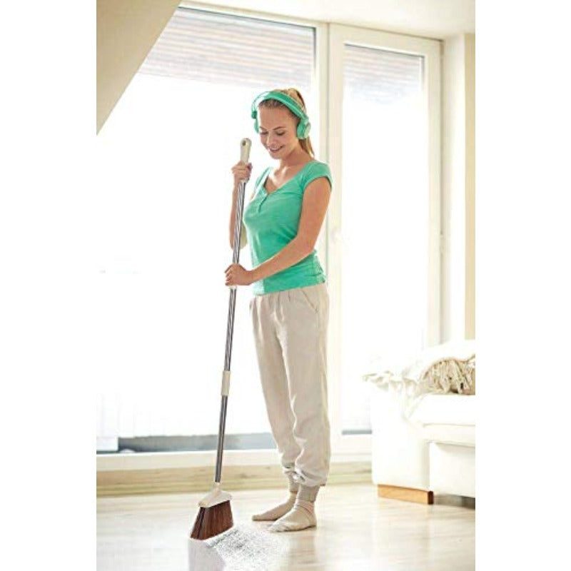 Sturdy Broom And Dustpan Combination Featuring a 48-Inch Handle And an Upright Broom Design - 10-Inch Sweeping Width, Three-Layer Bristles, And a Locking Dustpan - Suitable for Both Commercial And Residential Use (Made of Plastic And ) in Beige Colo