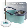 1 Set Rotating Spin Mop and Bucket Set with Hydraulic Assisted Dewatering, Adjustable Telescopic Handle and One Extra Interchangeable Microfiber Mop Heads, Self-Wringing No Hand Wash Wet Dry 2-in-1, Efficient Floor Cleaning Tool for Home and Spring