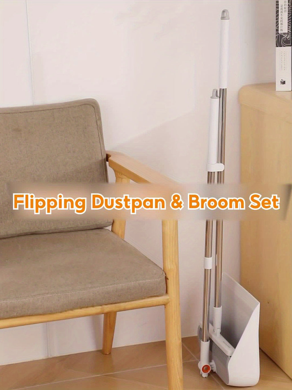 Household Broom And Dustpan Set, Durable Sweeping with Long Handle, Rotatable Broom And Dustpan with Comb Tooth, Perfect for Home, Office, Garden, Kitchen, Dorm And Outdoor Cleaning, Cleaning Supplies, Back to School Supplies