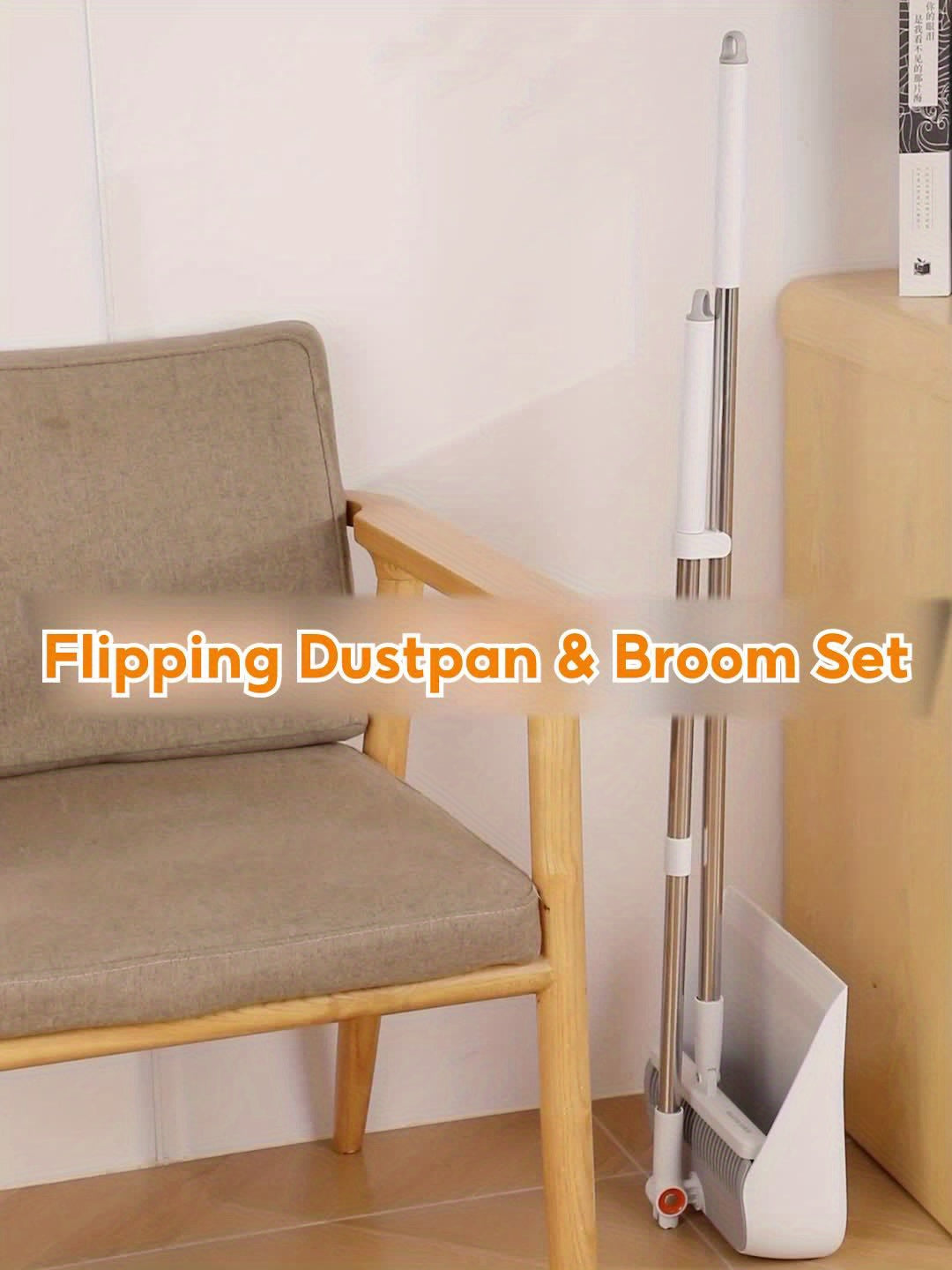 Household Broom And Dustpan Set, Durable Sweeping with Long Handle, Rotatable Broom And Dustpan with Comb Tooth, Perfect for Home, Office, Garden, Kitchen, Dorm And Outdoor Cleaning, Cleaning Supplies, Back to School Supplies