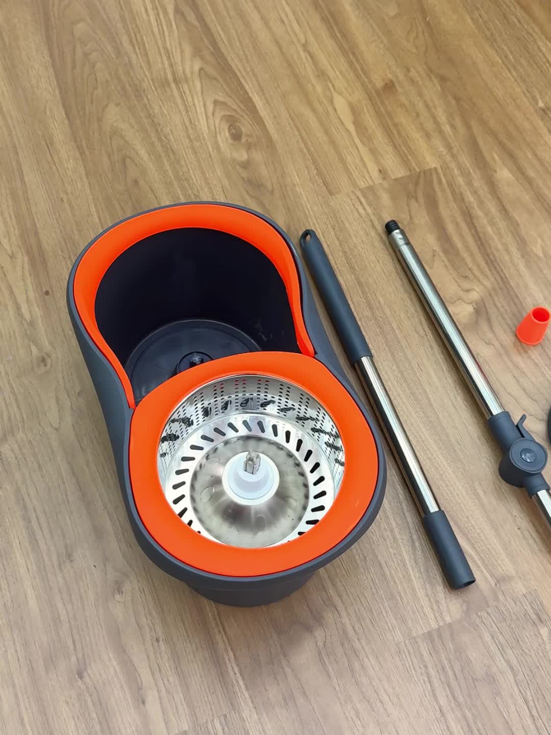 Adjustable Spin Mop & Bucket Set Detachable Rotating Mop with Hands-Free Wringing, Dual Microfiber Heads, Telescopic Handle, Dual-Drive Centrifugal Bucket for Easy Wash & Dry, Wet\u002FDry Use for Kitchen, Bathroom, Living Room, Bedroom, Office