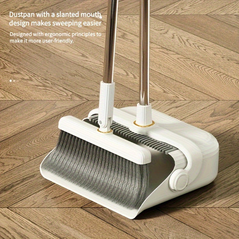 Household Broom And Dustpan Set, Long-Handled Broom And Dustpan Set, Combination Broom And Dustpan Set, Stand-Up Broom And Dustpan, Suitable for Kitchens, Offices, Lobbies, Etc