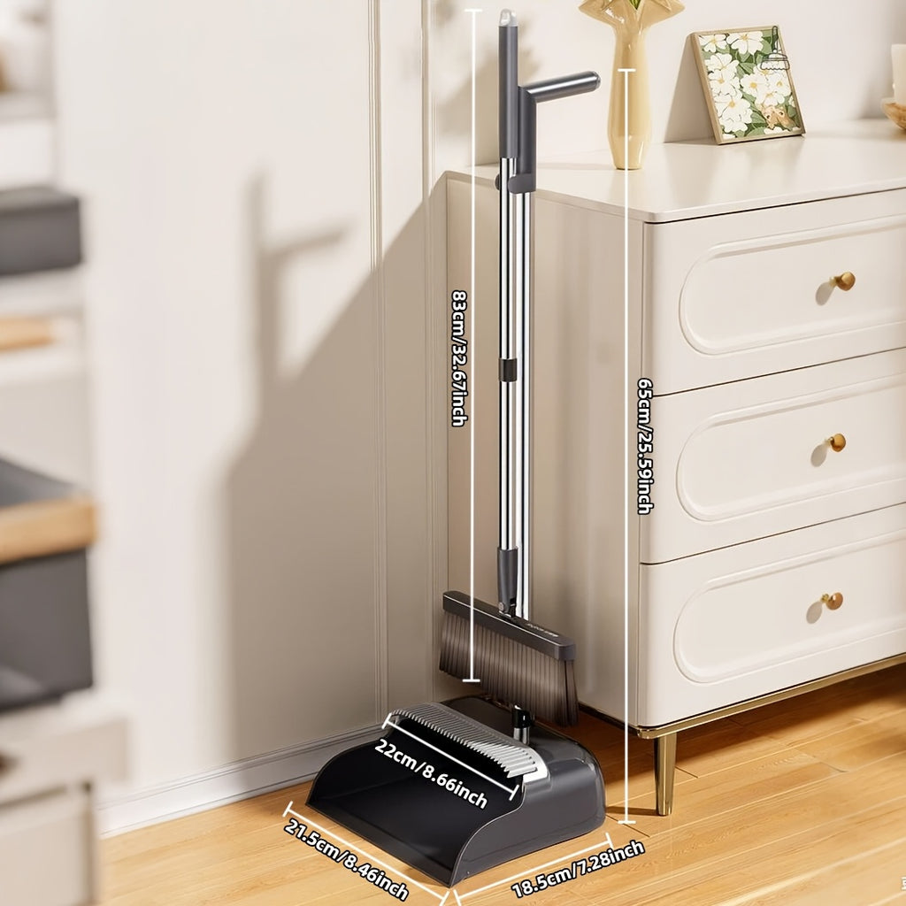 Household Broom And Dustpan Set, Durable Sweeping with Long Handle, Rotatable Broom And Dustpan with Comb Tooth, Perfect for Home, Office, Garden, Kitchen, Dorm And Outdoor Cleaning, Cleaning Supplies, Back to School Supplies