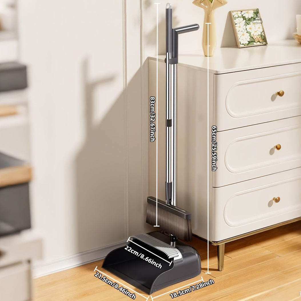 Household Broom And Dustpan Set, Durable Sweeping with Long Handle, Rotatable Broom And Dustpan with Comb Tooth, Perfect for Home, Office, Garden, Kitchen, Dorm And Outdoor Cleaning, Cleaning Supplies, Back to School Supplies