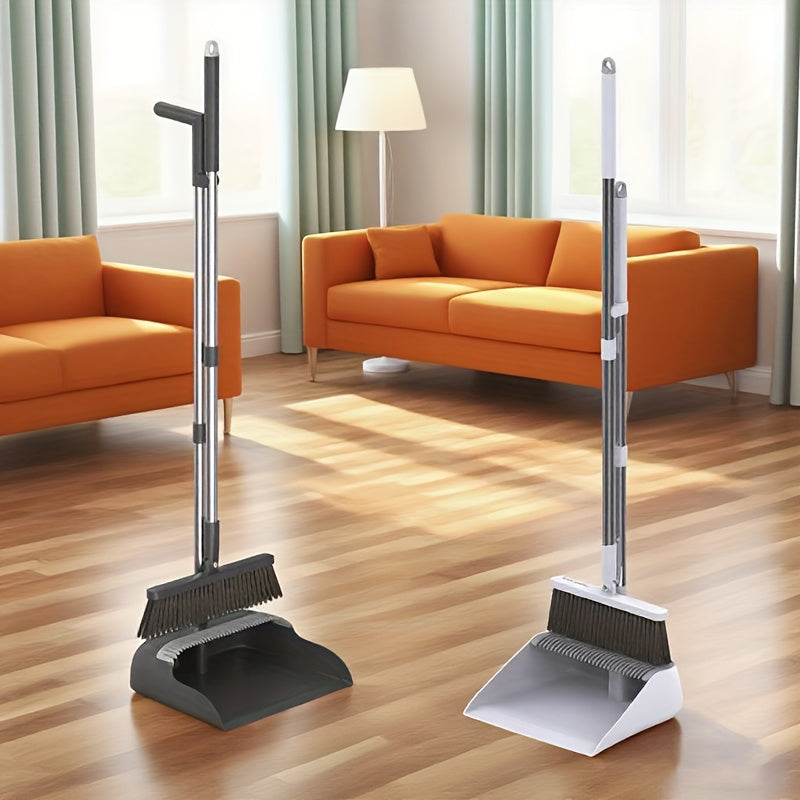 Household Broom And Dustpan Set, Durable Sweeping with Long Handle, Rotatable Broom And Dustpan with Comb Tooth, Perfect for Home, Office, Garden, Kitchen, Dorm And Outdoor Cleaning, Cleaning Supplies, Back to School Supplies