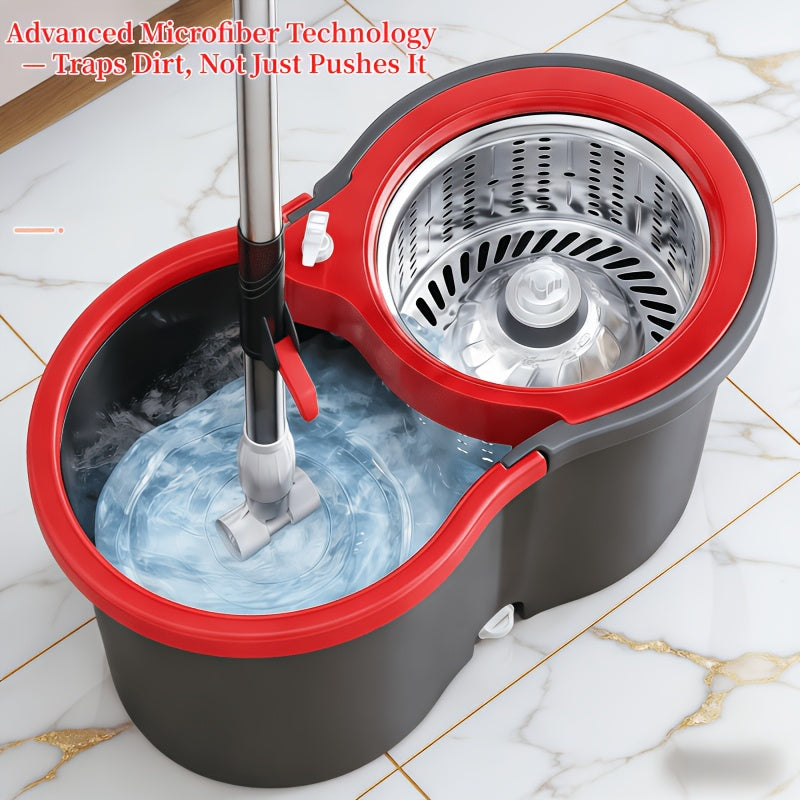 Adjustable Spin Mop & Bucket Set Detachable Rotating Mop with Hands-Free Wringing, Dual Microfiber Heads, Telescopic Handle, Dual-Drive Centrifugal Bucket for Easy Wash & Dry, Wet\u002FDry Use for Kitchen, Bathroom, Living Room, Bedroom, Office