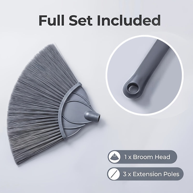 A Household Cleaning Broom with an Extendable Rod, Designed for Removing Cobwebs, Featuring a Fan-Shaped Duster That Is Suitable for Cleaning Cobwebs on Ceilings, Walls, And Hard-To- Areas. It Is Ideal for Various Settings Such As Bedrooms