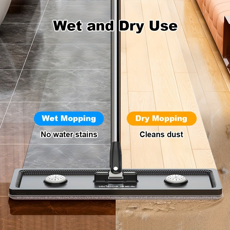 Upgraded Home Cleaning Mop and Bucket Set, Floor Mop with Twister, Long Handle Wall Mop Cleaner, Dual-Use Wet and Dry, Space-Saving, Includes 2 Reusable Fiber Cloths, Ultra-Narrow Flat Mop and Bucket System, Cleaning Supplies, Cleaning Tools