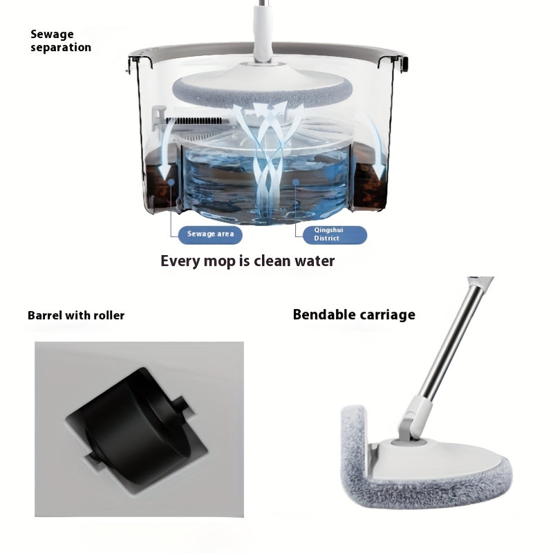 Lazy Mop Clean Dirty Separate Mop Hand Free Mop Household Mop with Bucket Flat Mop Rotating Mop