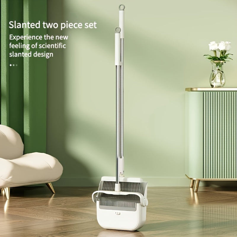 Household Broom And Dustpan Set, Long-Handled Broom And Dustpan Set, Combination Broom And Dustpan Set, Stand-Up Broom And Dustpan, Suitable for Kitchens, Offices, Lobbies, Etc