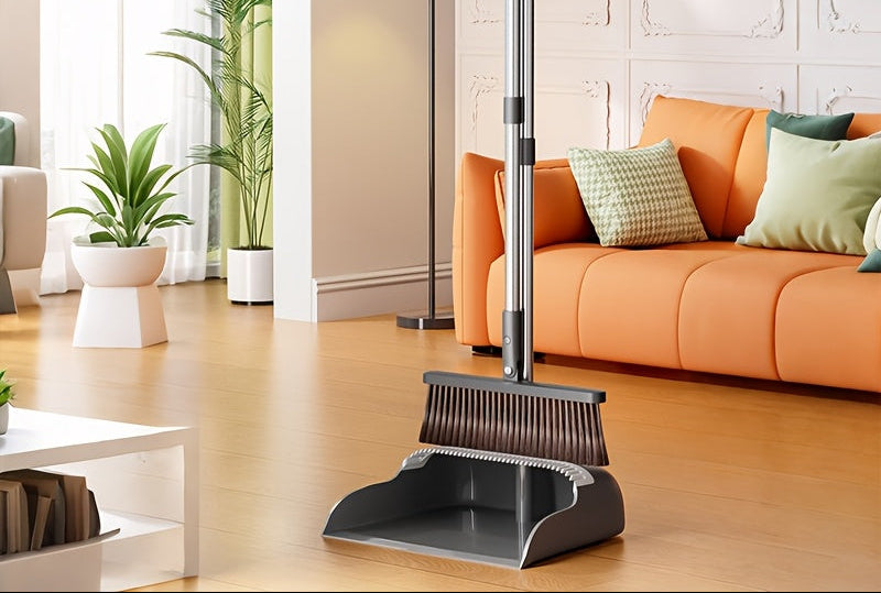 Household Broom And Dustpan Set, Durable Sweeping with Long Handle, Rotatable Broom And Dustpan with Comb Tooth, Perfect for Home, Office, Garden, Kitchen, Dorm And Outdoor Cleaning, Cleaning Supplies, Back to School Supplies