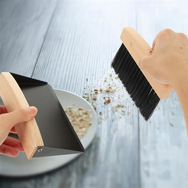 Mini Broom and Dustpan Set - Portable Handheld Sweeping Brush with Wooden Handle, Suitable for Pet Hair, Desktops, Furniture, and Travel Cleaning, Portable Desktop Cleaning Brush | Desktop Broom and Dustpan Set | Compact Broom | Creative Cleaning