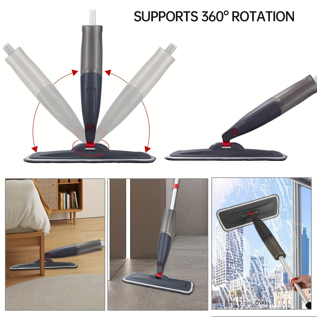 Spray Mop for Floor Cleaning with 3 Washable Pads - Multipurpose Wet Dry Microfiber Mop with 16.91oz Refillable Bottle for Kitchen, Wood, Hardwood, Laminate, Tile, Dust - Metal, for Living Room, Bedroom, Glass, Wall