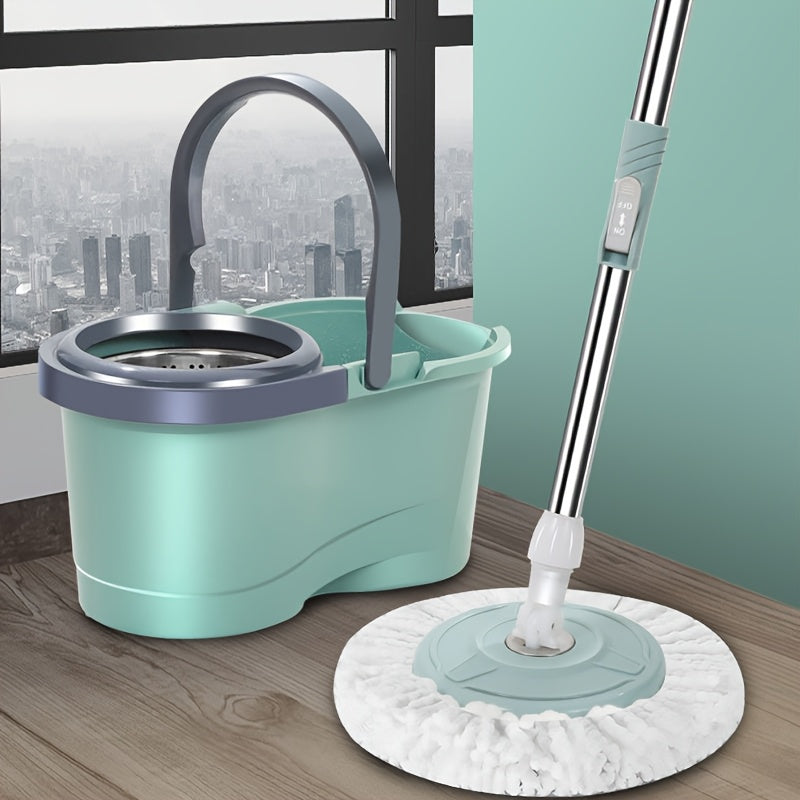 1 Set Rotating Spin Mop and Bucket Set with Hydraulic Assisted Dewatering, Adjustable Telescopic Handle and One Extra Interchangeable Microfiber Mop Heads, Self-Wringing No Hand Wash Wet Dry 2-in-1, Efficient Floor Cleaning Tool for Home and Spring