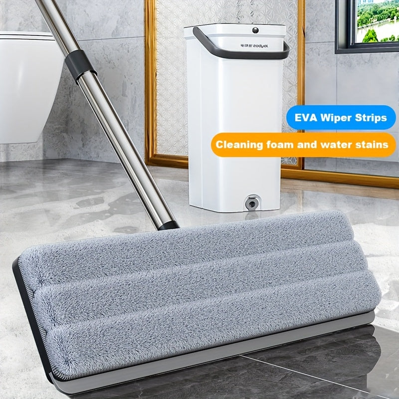Upgraded Home Cleaning Mop and Bucket Set, Floor Mop with Twister, Long Handle Wall Mop Cleaner, Dual-Use Wet and Dry, Space-Saving, Includes 2 Reusable Fiber Cloths, Ultra-Narrow Flat Mop and Bucket System, Cleaning Supplies, Cleaning Tools