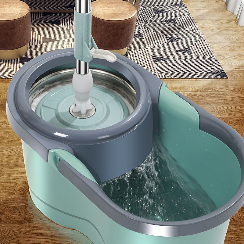 1 Set Rotating Spin Mop and Bucket Set with Hydraulic Assisted Dewatering, Adjustable Telescopic Handle and One Extra Interchangeable Microfiber Mop Heads, Self-Wringing No Hand Wash Wet Dry 2-in-1, Efficient Floor Cleaning Tool for Home and Spring