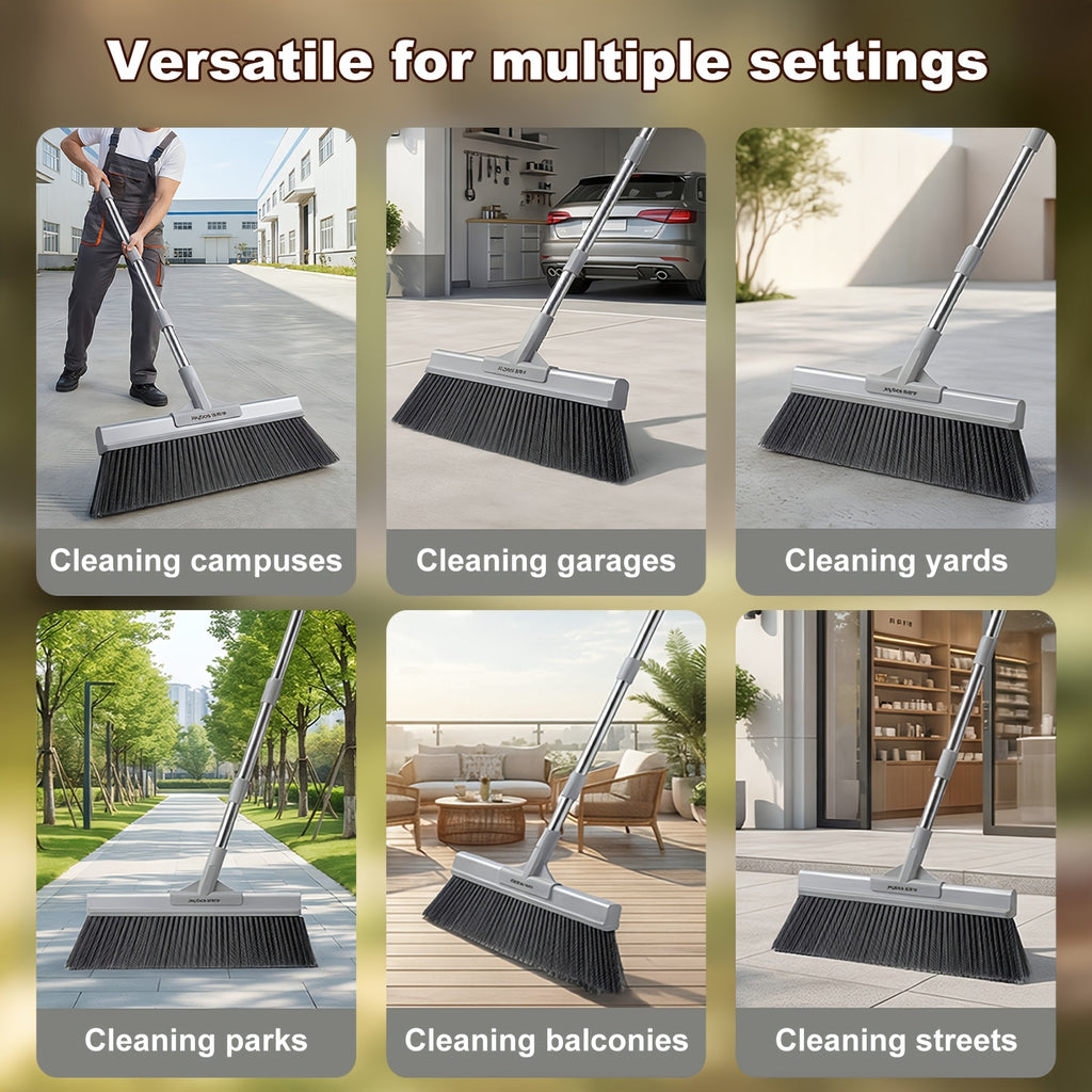 Heavy Duty Long Handle Large Broom- Stiff Bristles Effectively Clean up Brooms and Debris, Durable Plastic Design Easily Cleans Interior\u002Ffloor, Great for Yard and Home Use, Broom for Ground