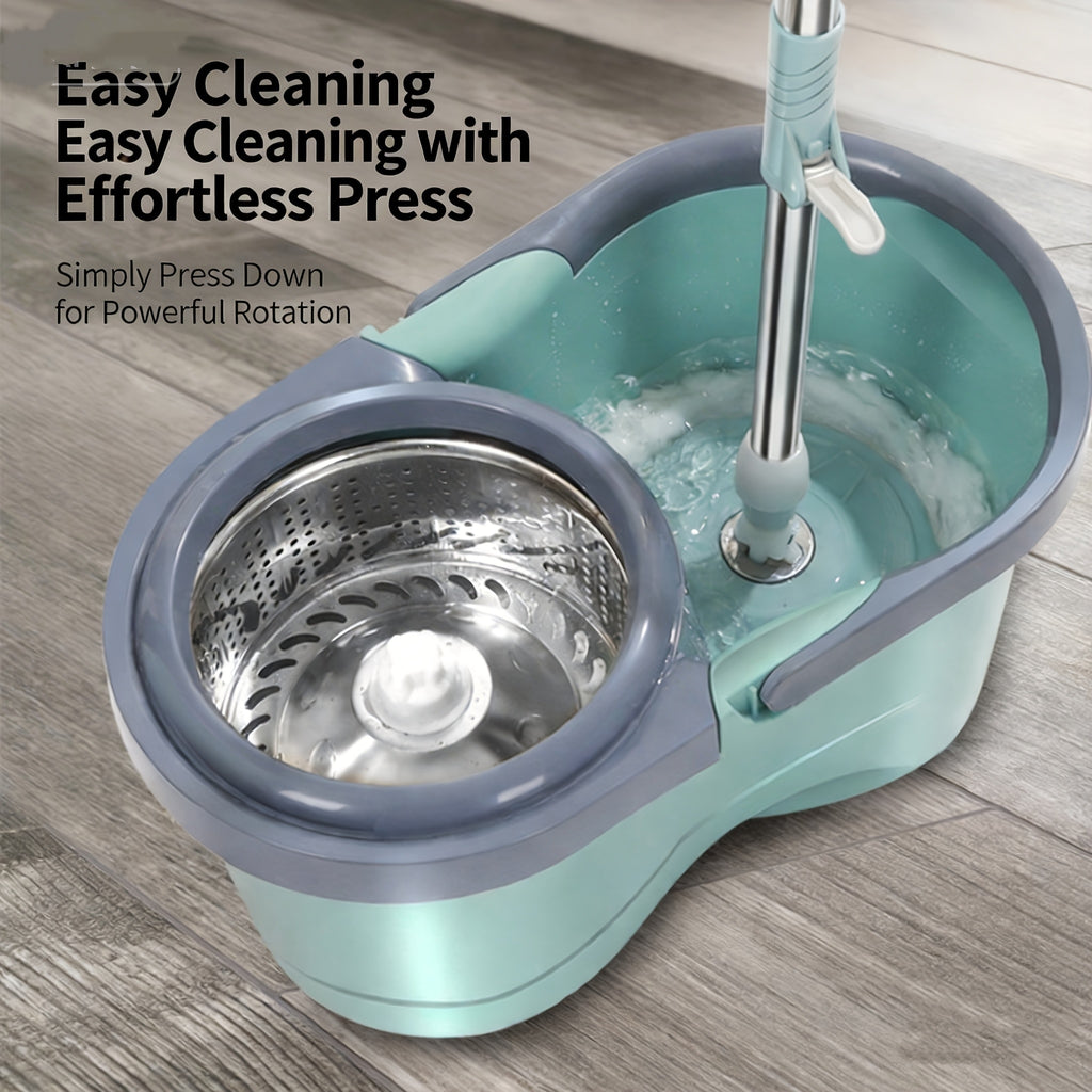 1 Set Rotating Spin Mop and Bucket Set with Hydraulic Assisted Dewatering, Adjustable Telescopic Handle and One Extra Interchangeable Microfiber Mop Heads, Self-Wringing No Hand Wash Wet Dry 2-in-1, Efficient Floor Cleaning Tool for Home and Spring