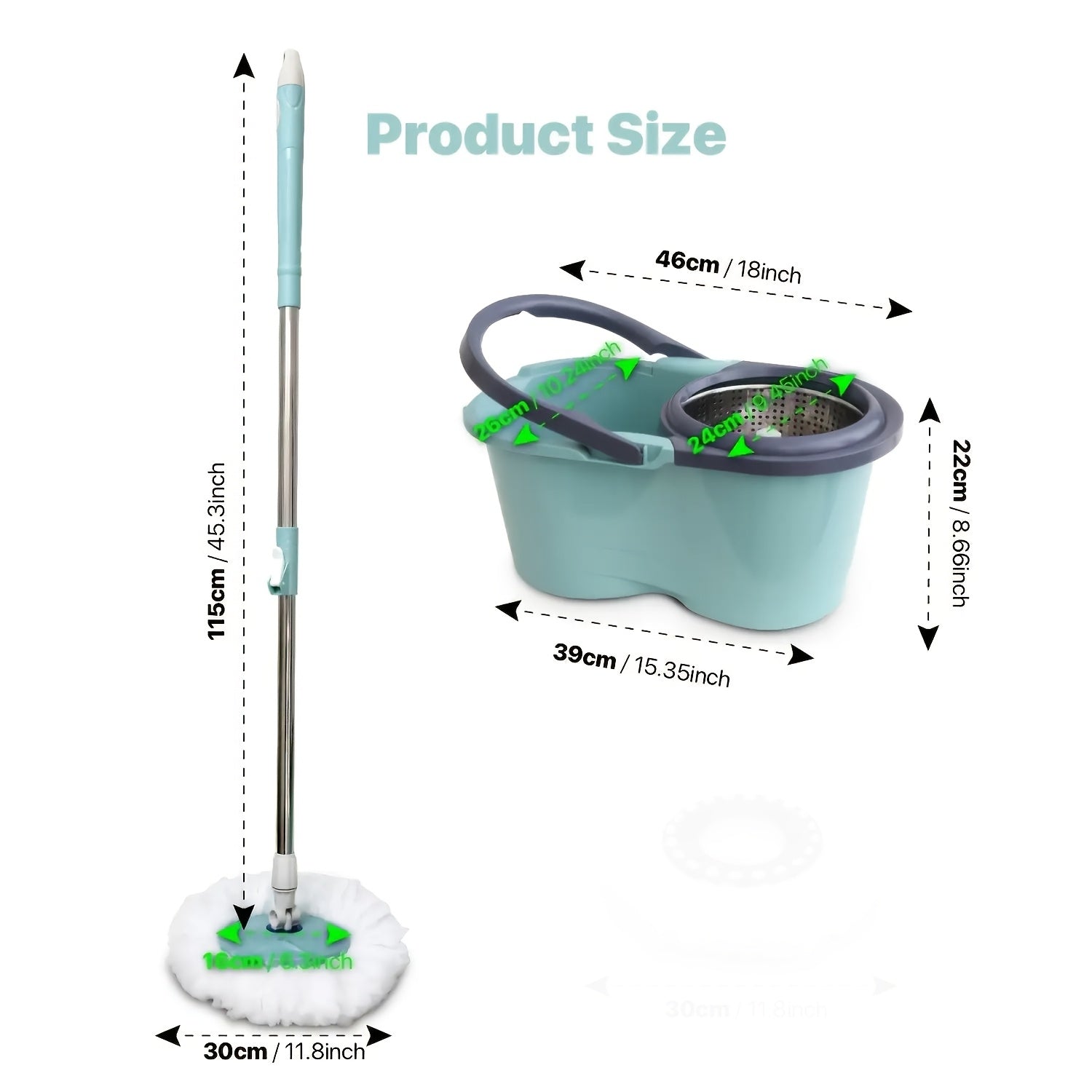 1 Set Rotating Spin Mop and Bucket Set with Hydraulic Assisted Dewatering, Adjustable Telescopic Handle and One Extra Interchangeable Microfiber Mop Heads, Self-Wringing No Hand Wash Wet Dry 2-in-1, Efficient Floor Cleaning Tool for Home and Spring