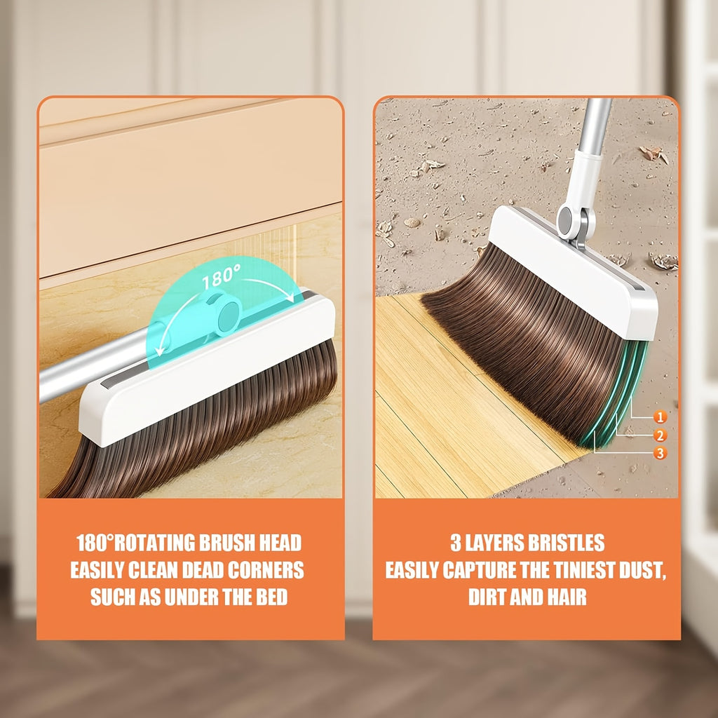 180° Rotatable Sweep Broom, Non-Stick Hair, Soft Bristles, Home Ceiling Sweeping Brush for Living Room, Bedroom Cleaning