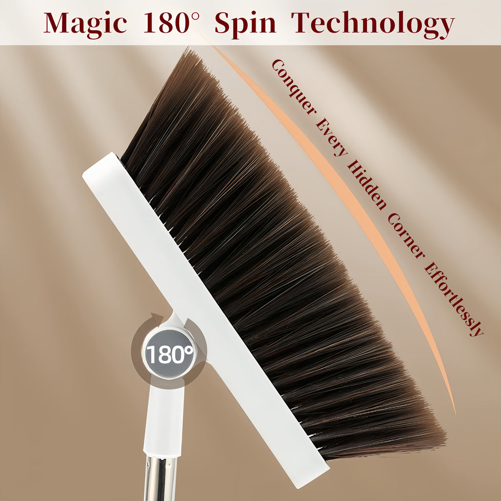 180° Rotatable Sweep Broom, Non-Stick Hair, Soft Bristles, Home Ceiling Sweeping Brush for Living Room, Bedroom Cleaning