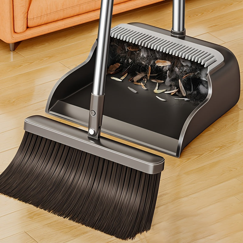 Household Broom And Dustpan Set, Durable Sweeping with Long Handle, Rotatable Broom And Dustpan with Comb Tooth, Perfect for Home, Office, Garden, Kitchen, Dorm And Outdoor Cleaning, Cleaning Supplies, Back to School Supplies