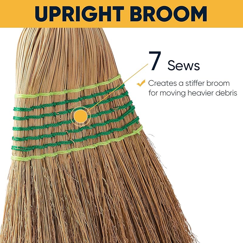 Heavy-Duty Commercial Corn Broom & Dustpan Suitable for Indoor\u002FOutdoor Use with Comb Attachment - Hard Floor Sweeper for Stone Dust, Debris, Leaves - Ideal for Home, Office, Garage, Mall Floors - Broom and Pan Combo