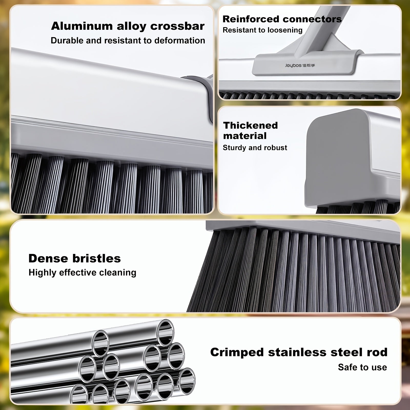 Heavy Duty Long Handle Large Broom- Stiff Bristles Effectively Clean up Brooms and Debris, Durable Plastic Design Easily Cleans Interior\u002Ffloor, Great for Yard and Home Use, Broom for Ground
