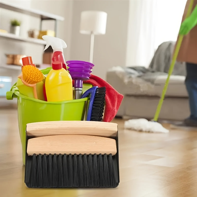Mini Broom and Dustpan Set - Portable Handheld Sweeping Brush with Wooden Handle, Suitable for Pet Hair, Desktops, Furniture, and Travel Cleaning, Portable Desktop Cleaning Brush | Desktop Broom and Dustpan Set | Compact Broom | Creative Cleaning