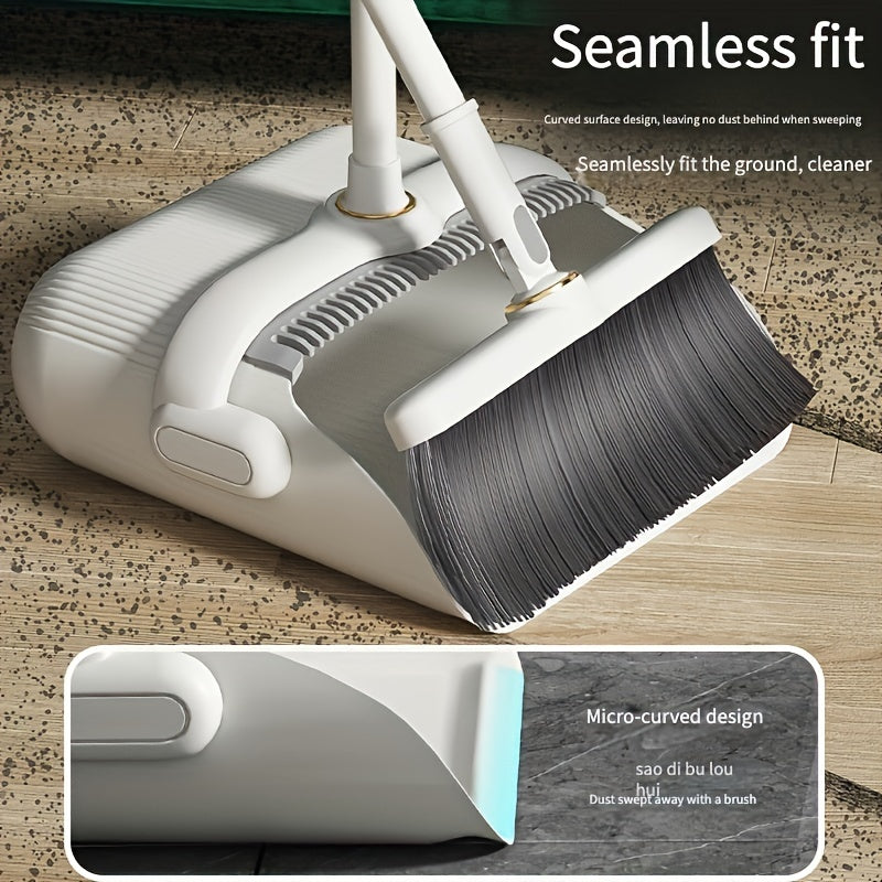 Household Broom And Dustpan Set, Long-Handled Broom And Dustpan Set, Combination Broom And Dustpan Set, Stand-Up Broom And Dustpan, Suitable for Kitchens, Offices, Lobbies, Etc